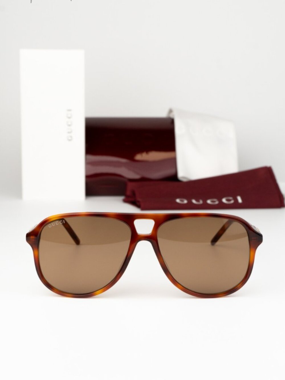 Gucci Men Sunglasses Havana Brown Pilot GG1156S 003 NEW AUTHENTIC